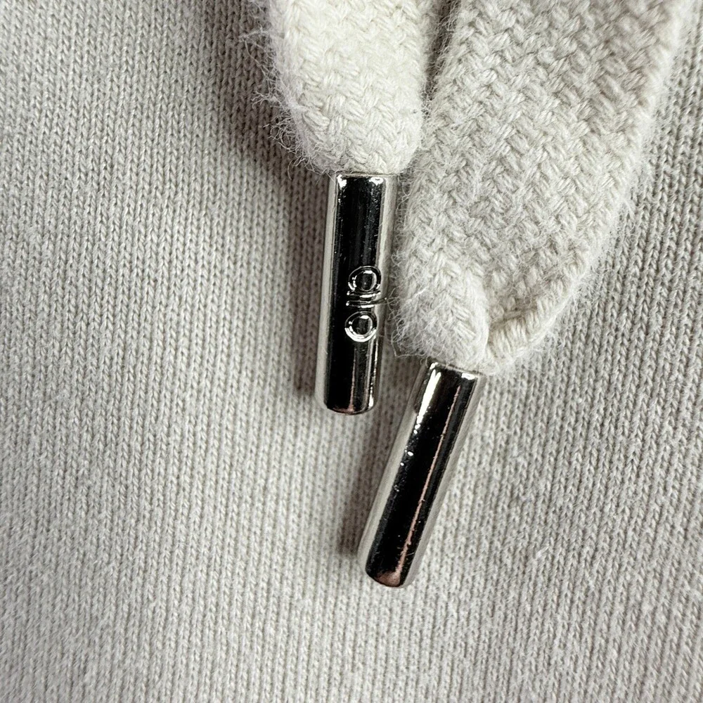 Alo Yoga Accolade Hoodie Sweatshirt Unisex Medium Cream Chrome Logo